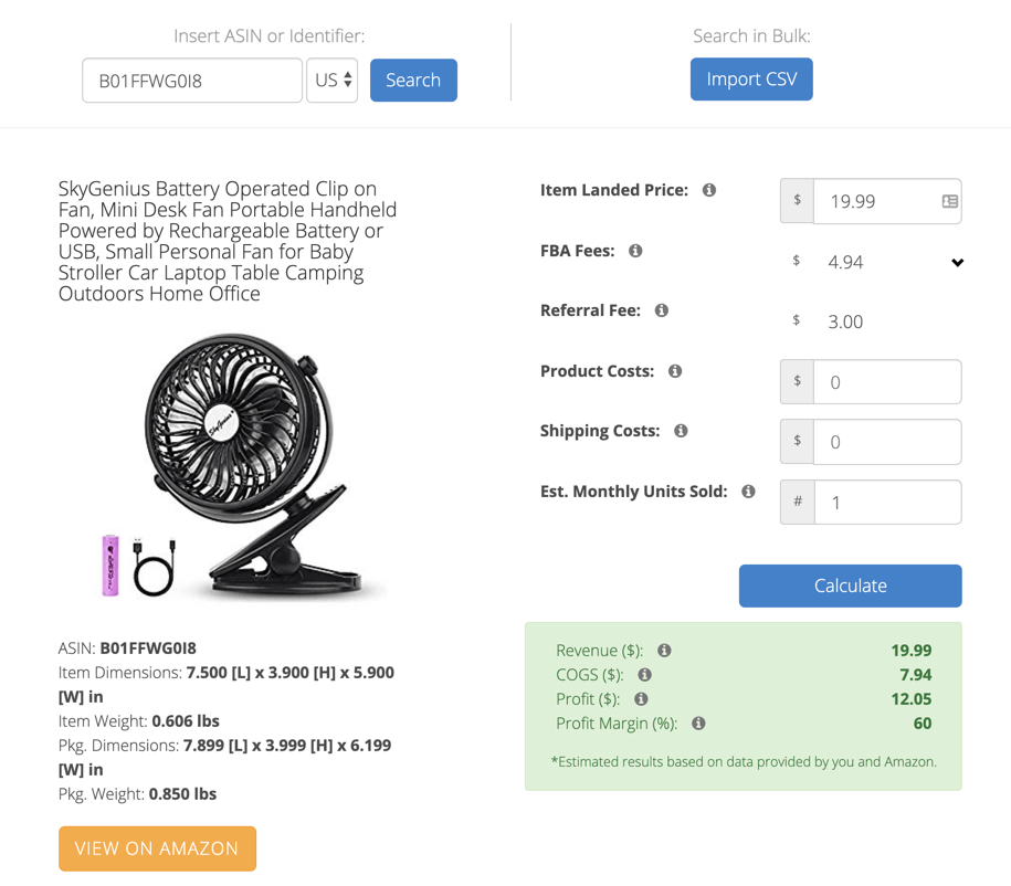 Amazon FBA Fee Calculator