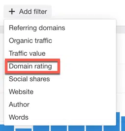 Domain rating filter