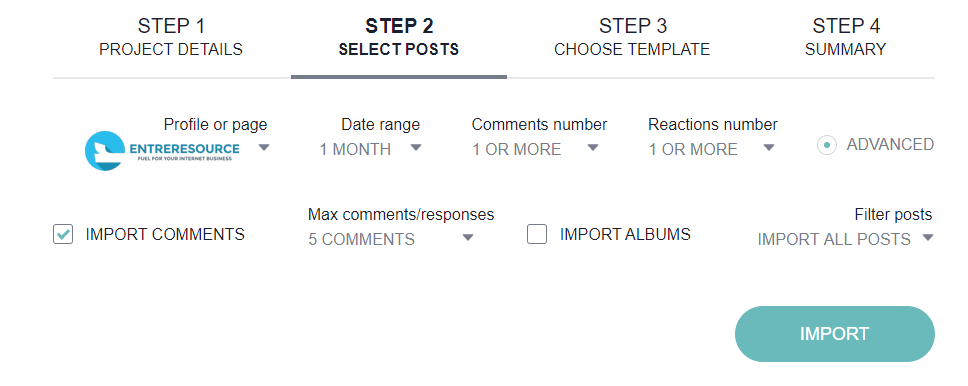 Facebook import