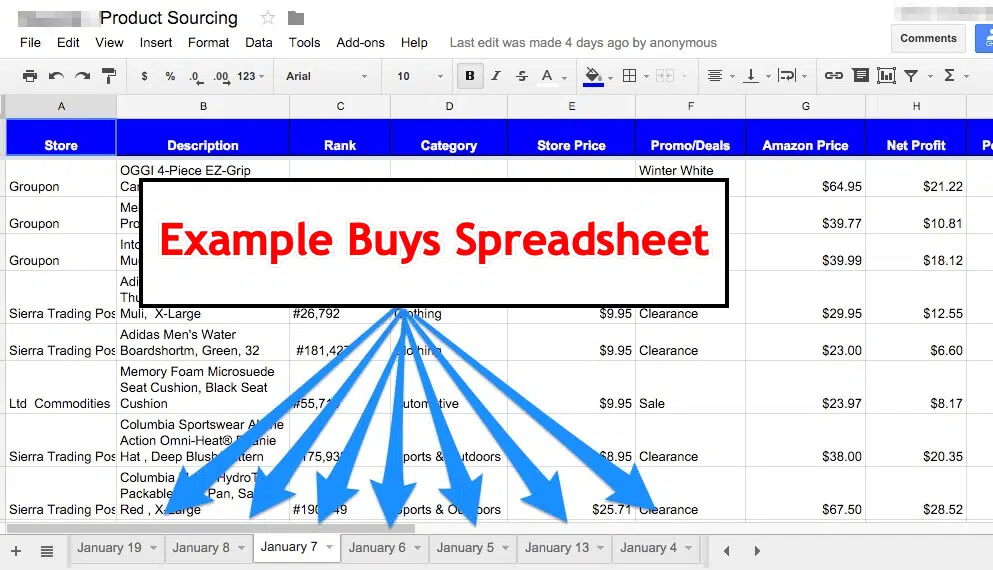 Amazon Spreadsheet
