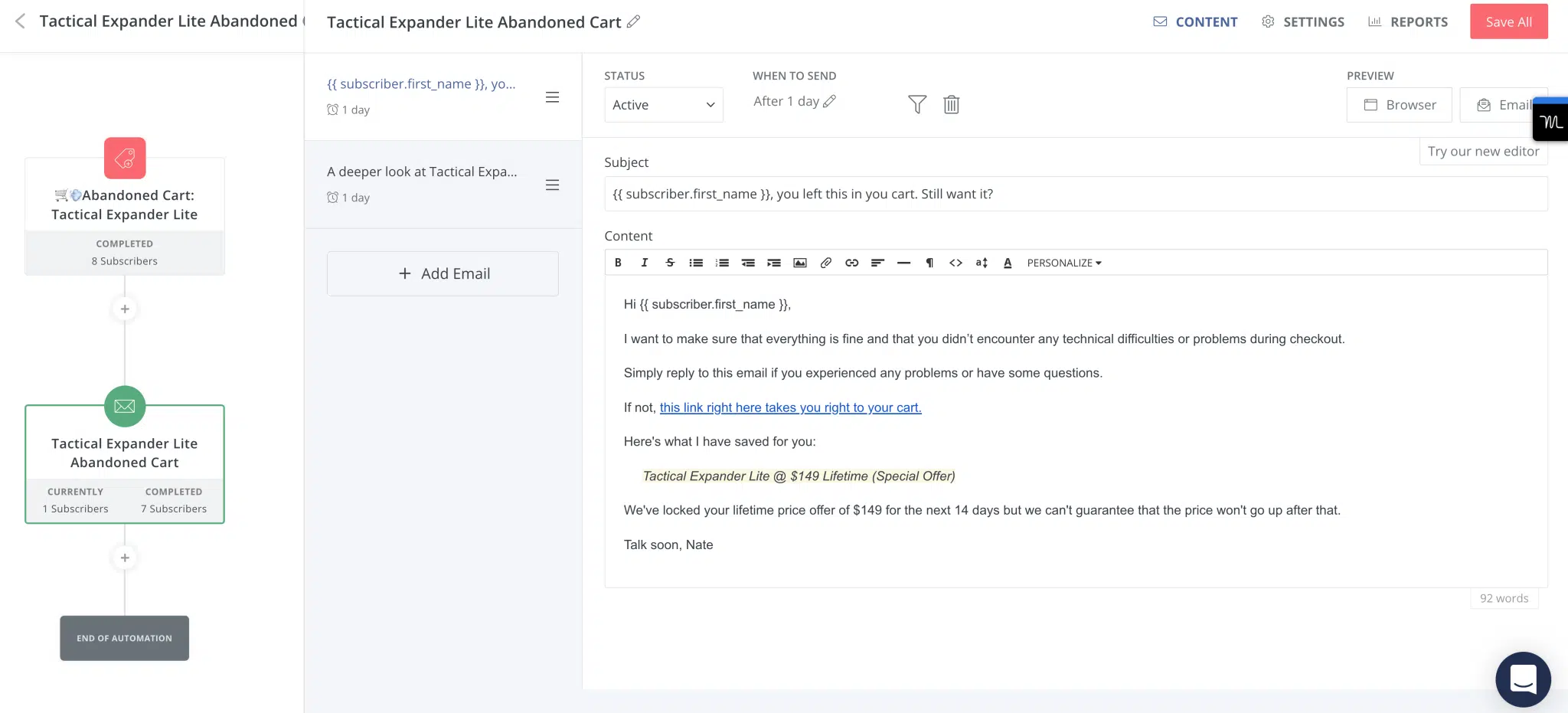 ConvertKit Abandoned Cart Sequence