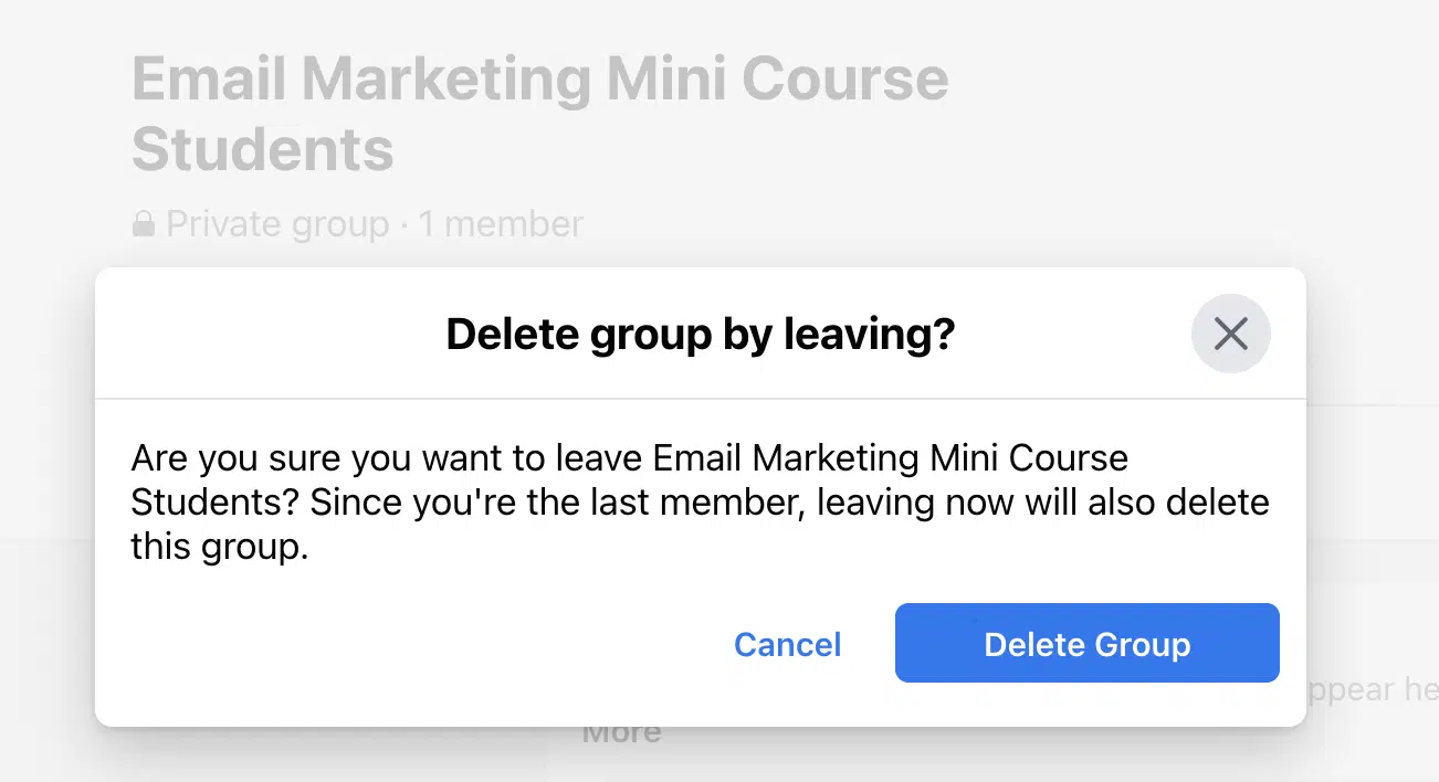 Delete Facebook group by leaving