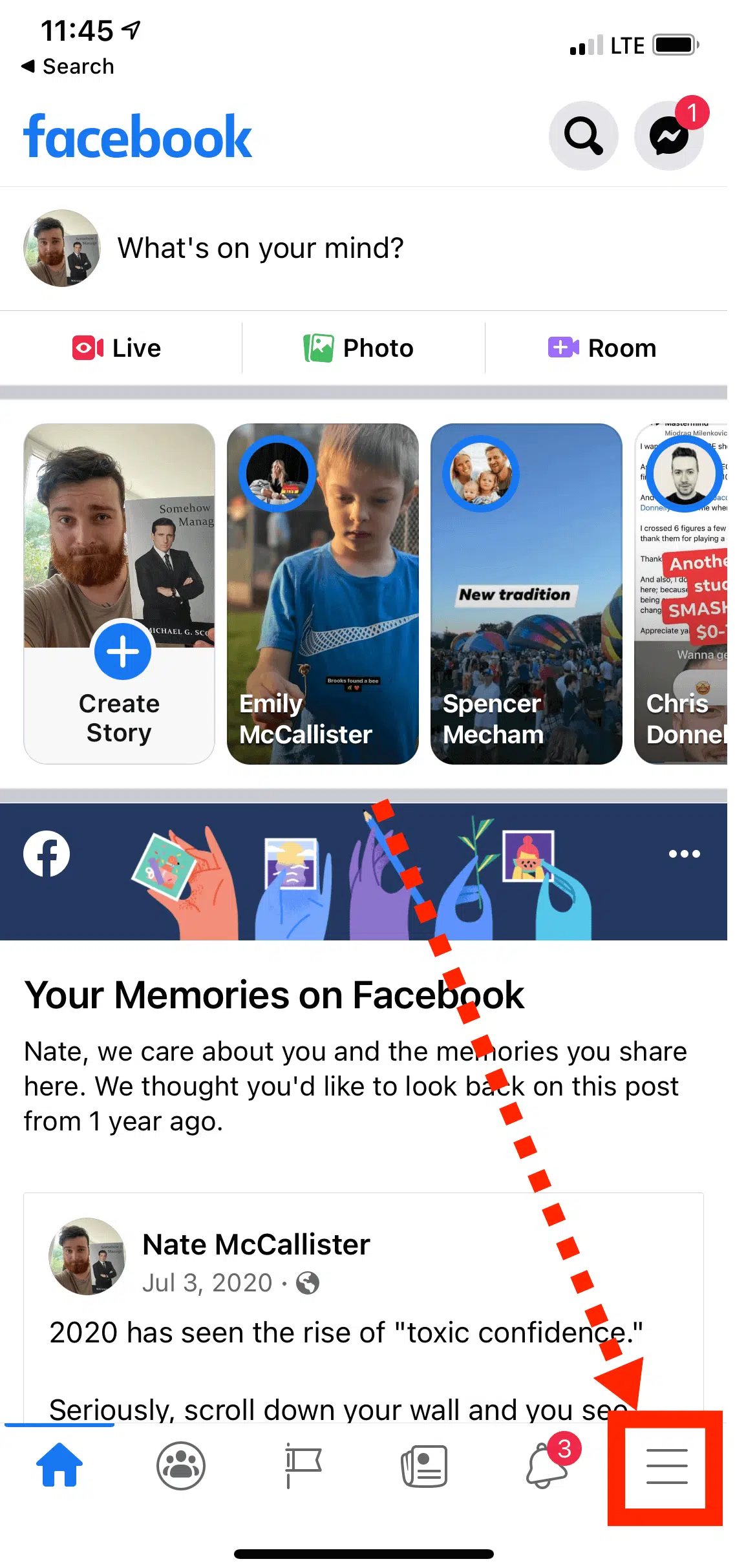 Facebook menu ios