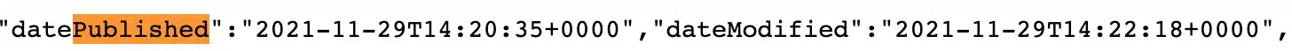datePublished and dateModified in source code