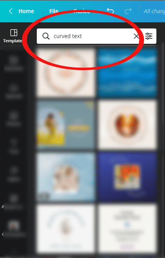 search for curved text in canva