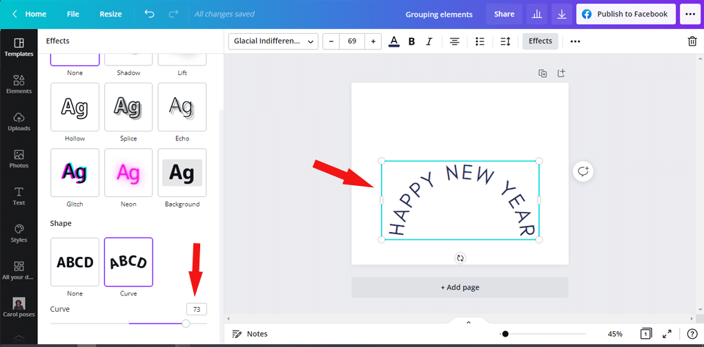 canva curved text value bar