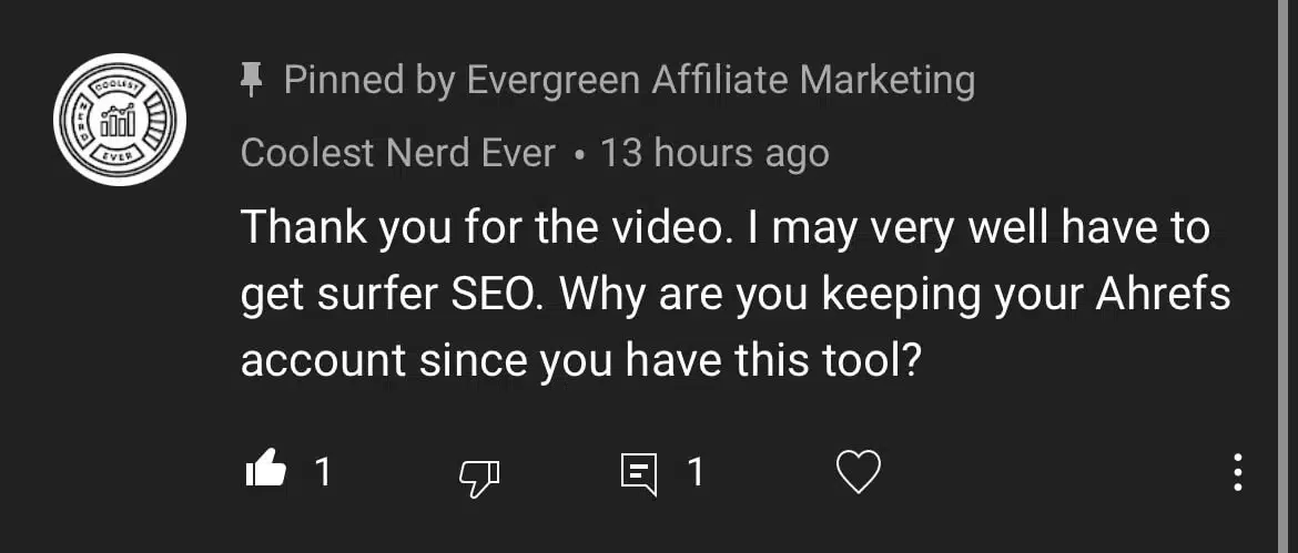 YouTube Pinned Comment Example