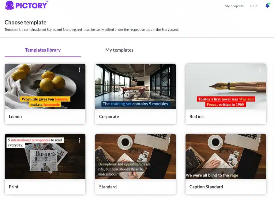 Pictory AI Templates