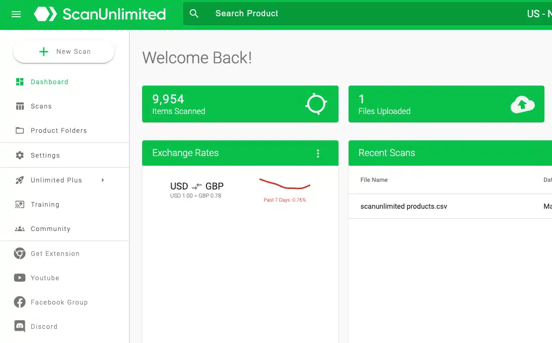 Scan Unlimited Dashboard