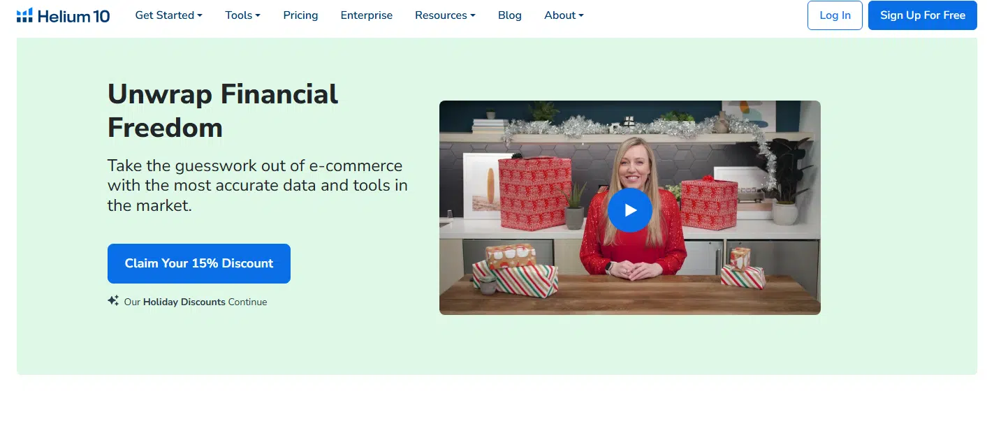 Helium 10 home page