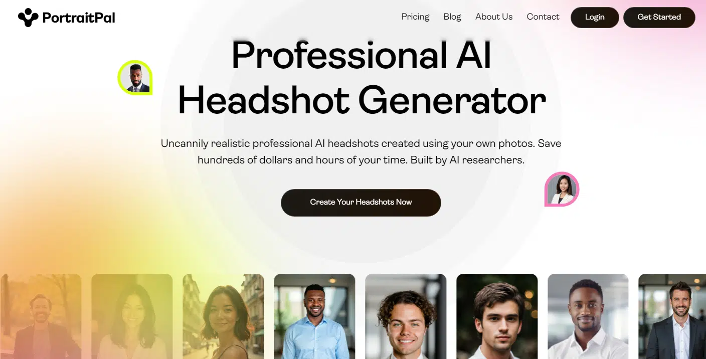 portraitpal.ai home page