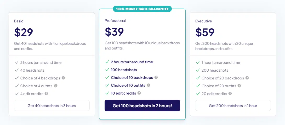 headshotpro pricing plan