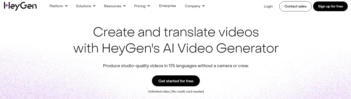 Heygen Ai home page