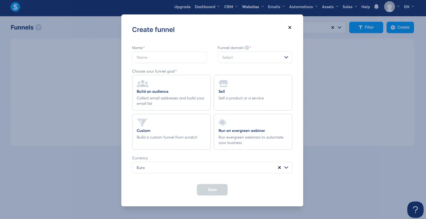 System io Funnel Goal