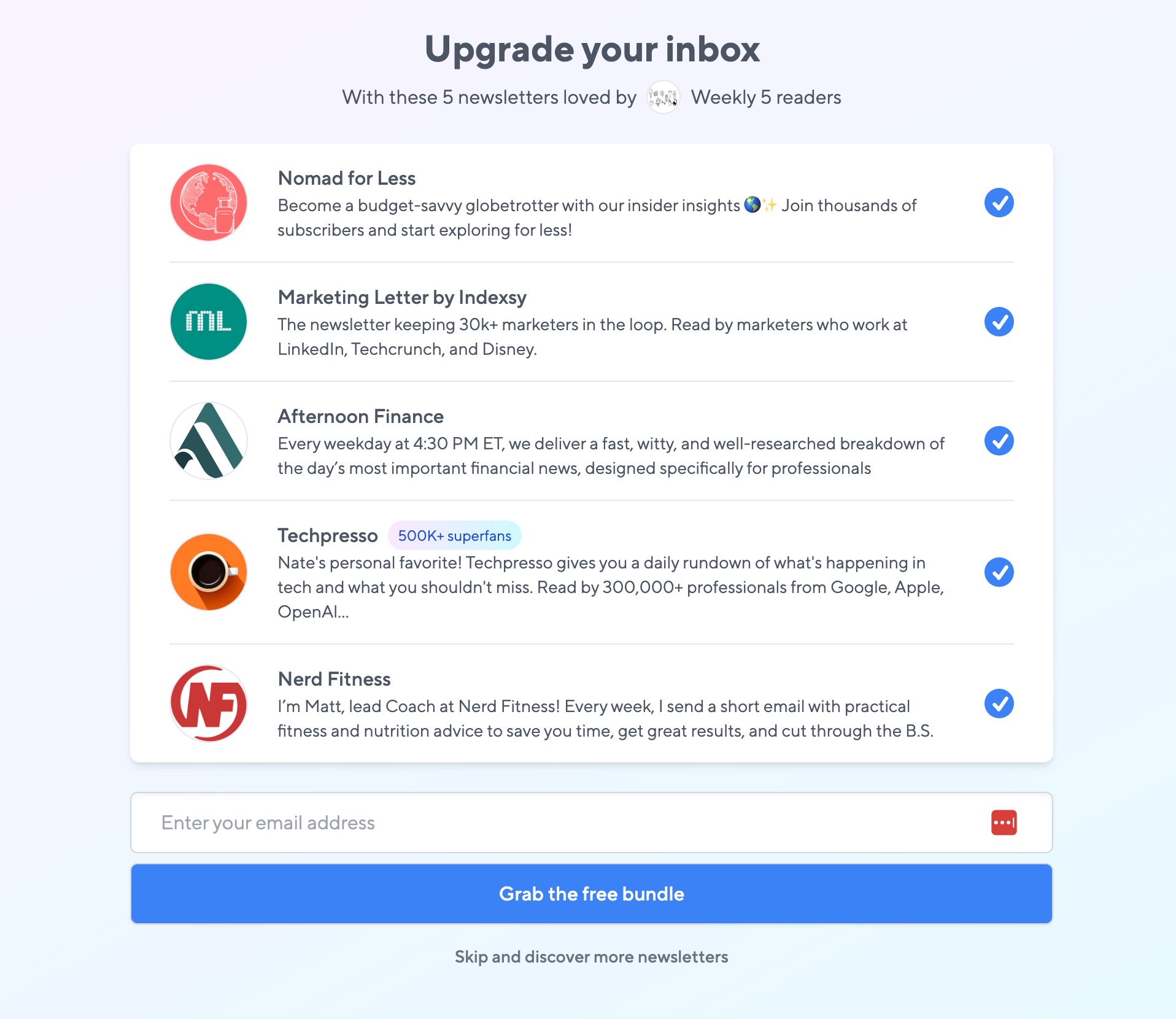 Sparkloop Recommendations Page