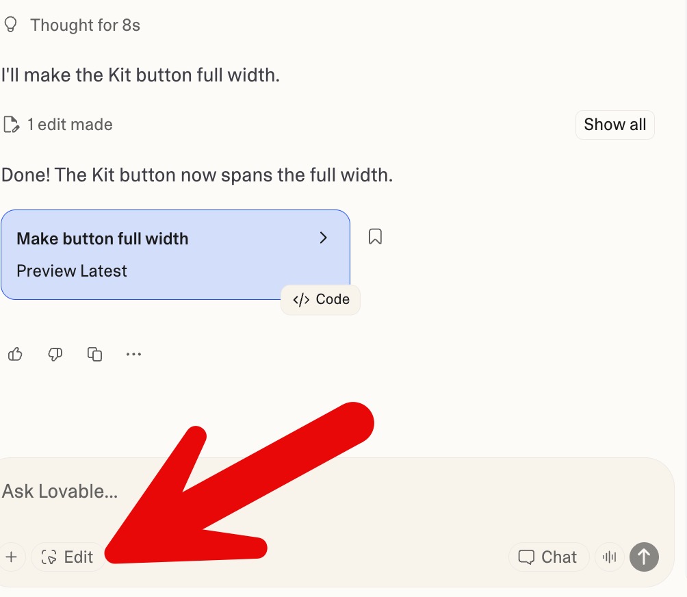 Vibe coding element button