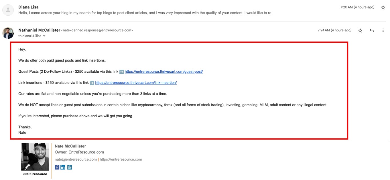 Canned Reply in Gmail