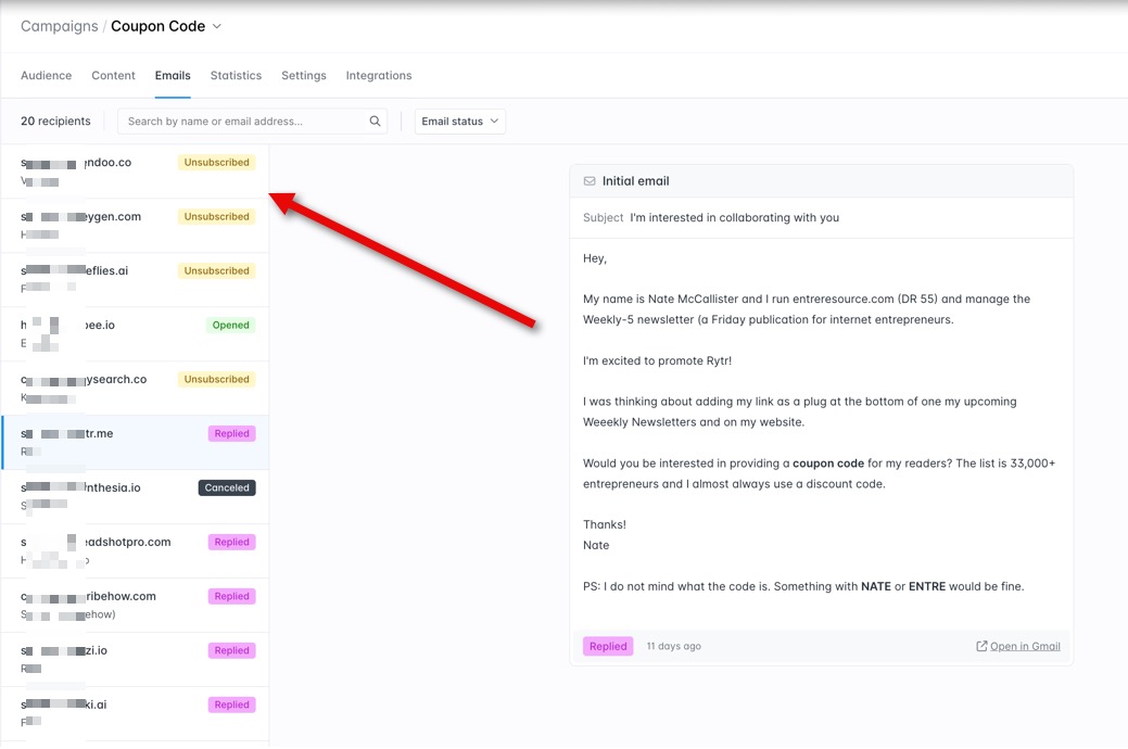 Hunter-io inbox