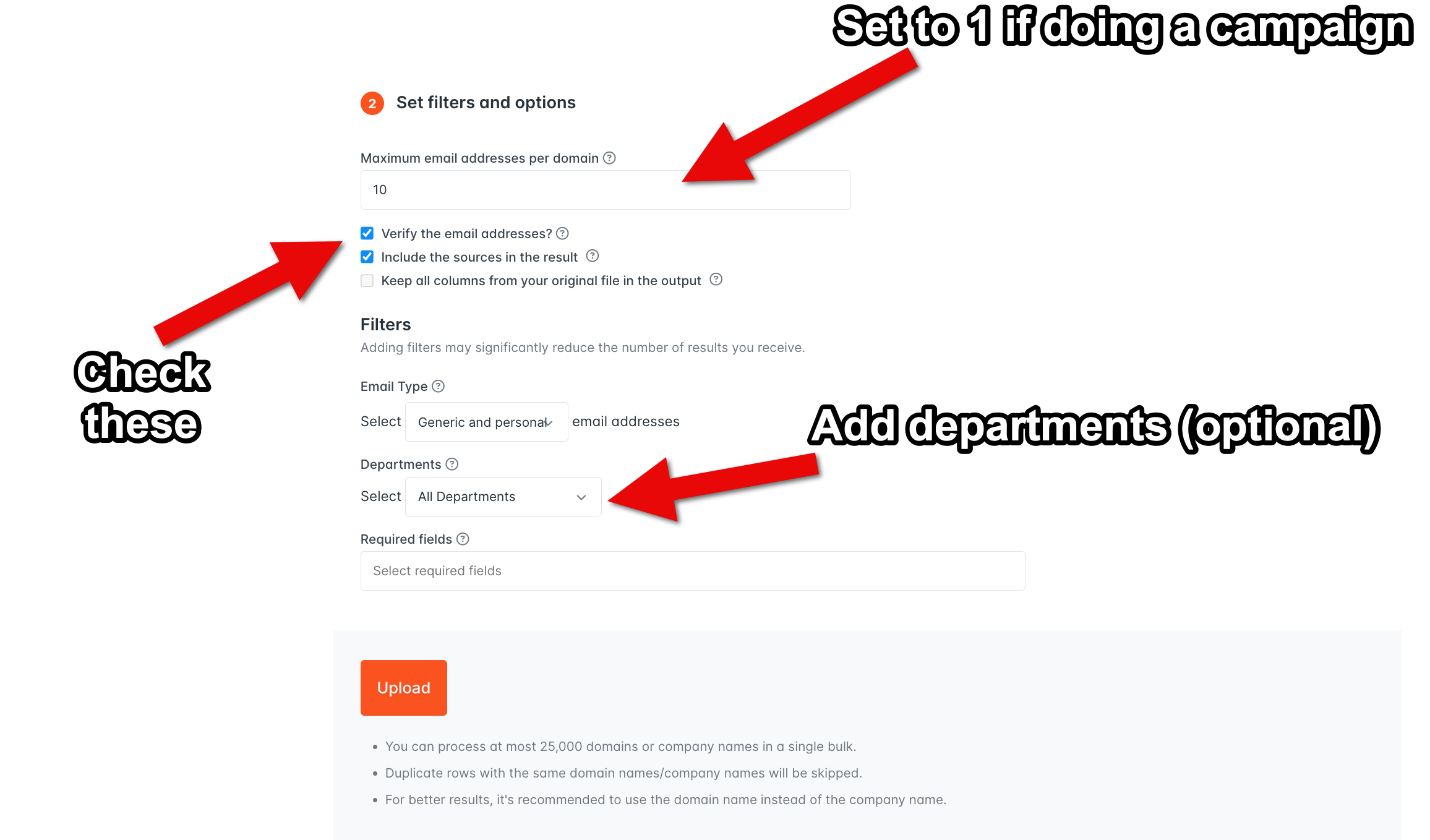 Hunter.io Email Upload