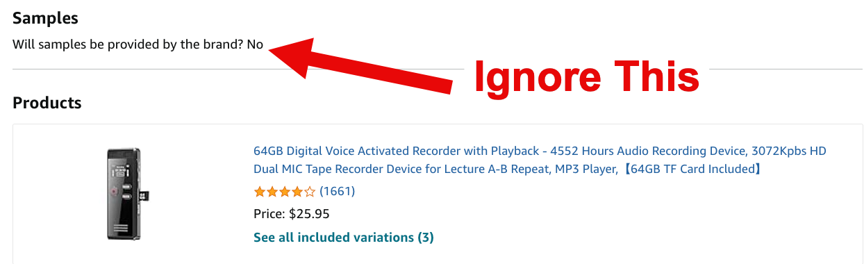 Brands not providing free samples