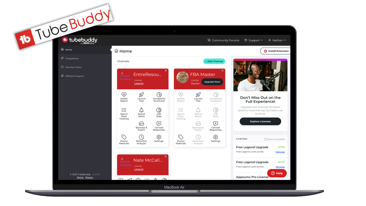TubeBuddy Dashboard