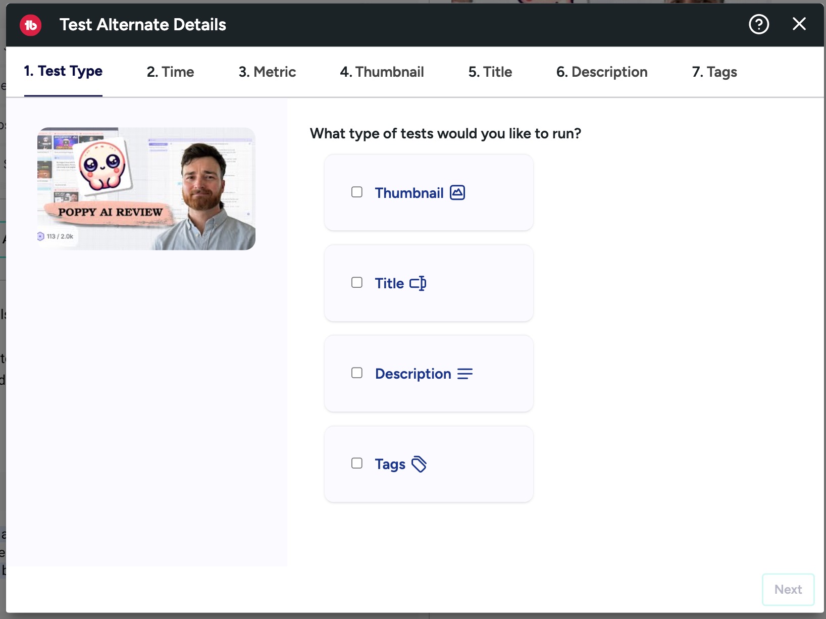 TubeBuddy element split testing in youtube studio