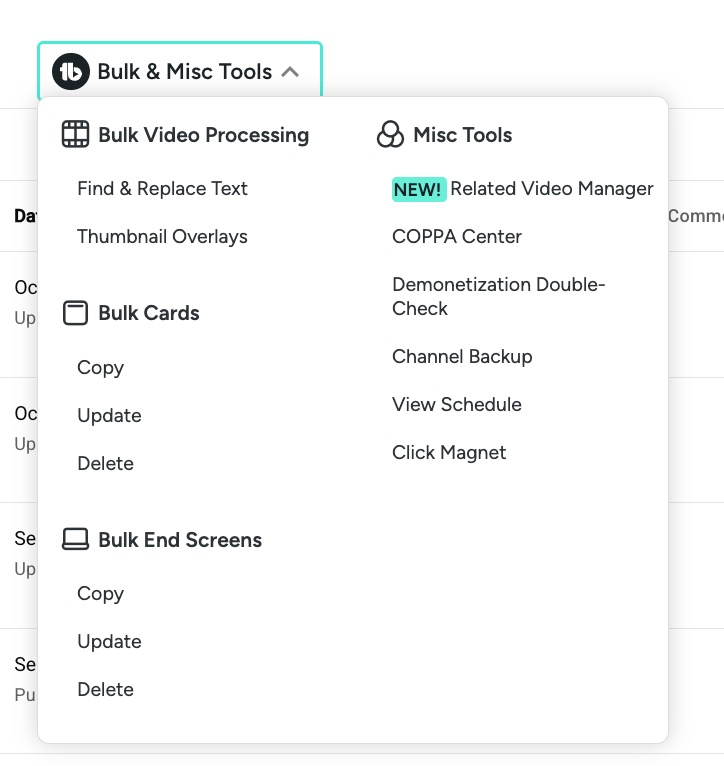 TubeBuddy Bulk Edits