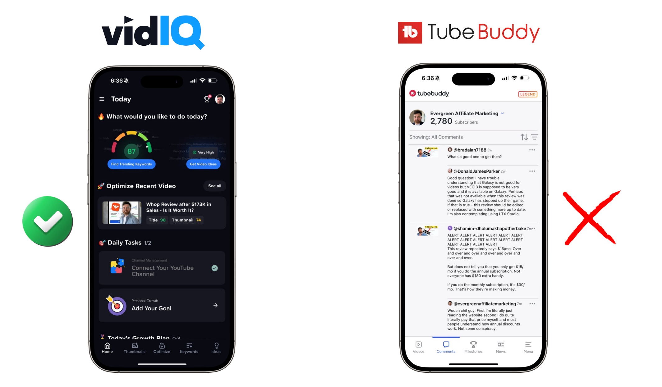 VidIQ vs TubeBuddy Mobile App