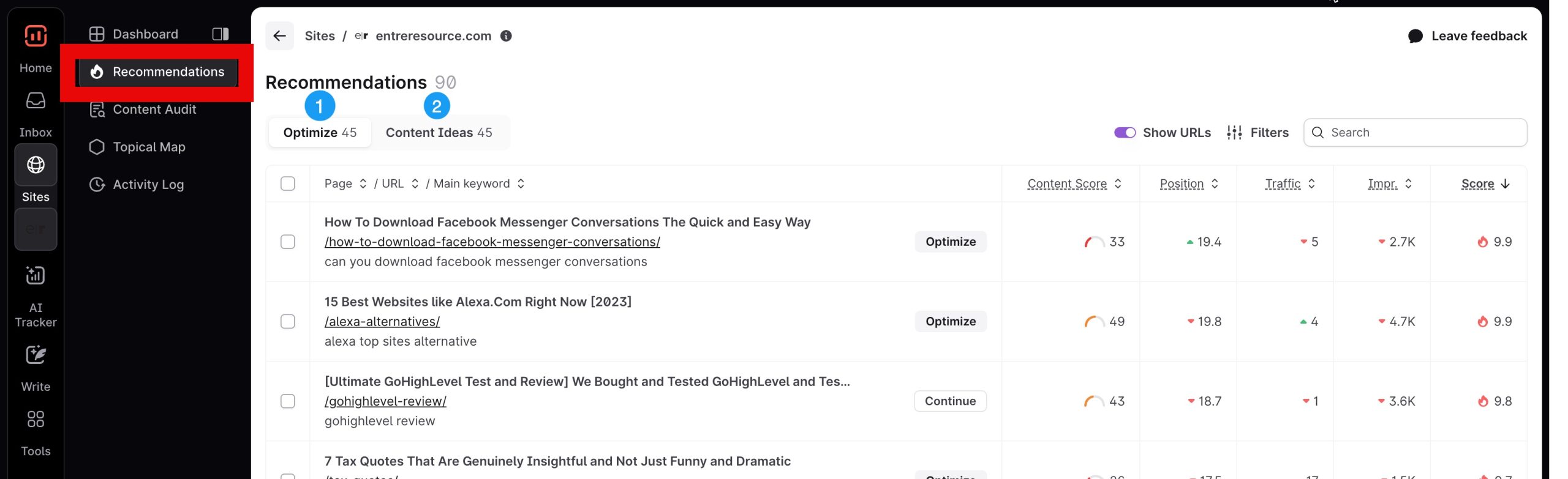 Surfer SEO Recommendations