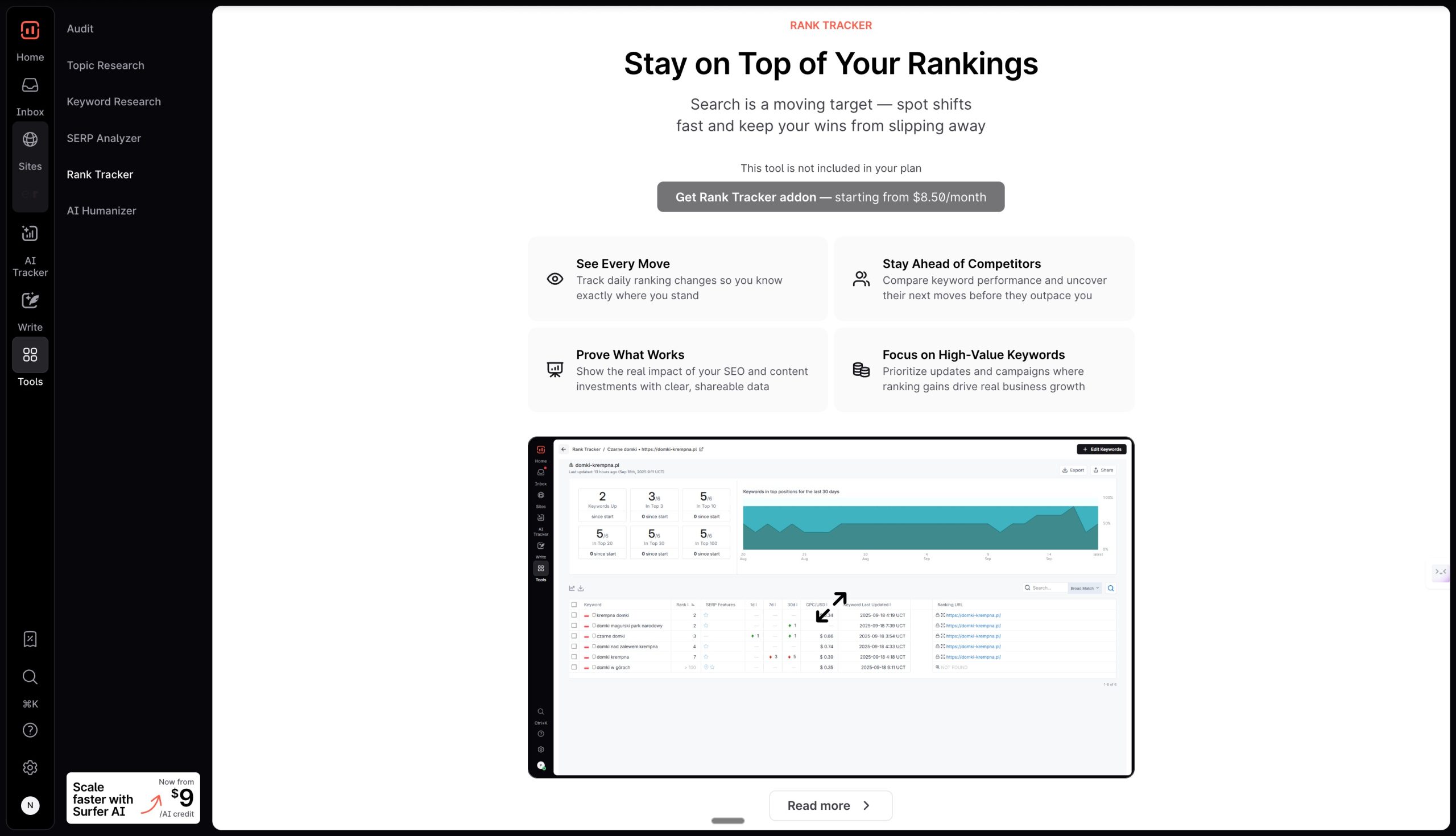 Surfer SEO Rank Tracker