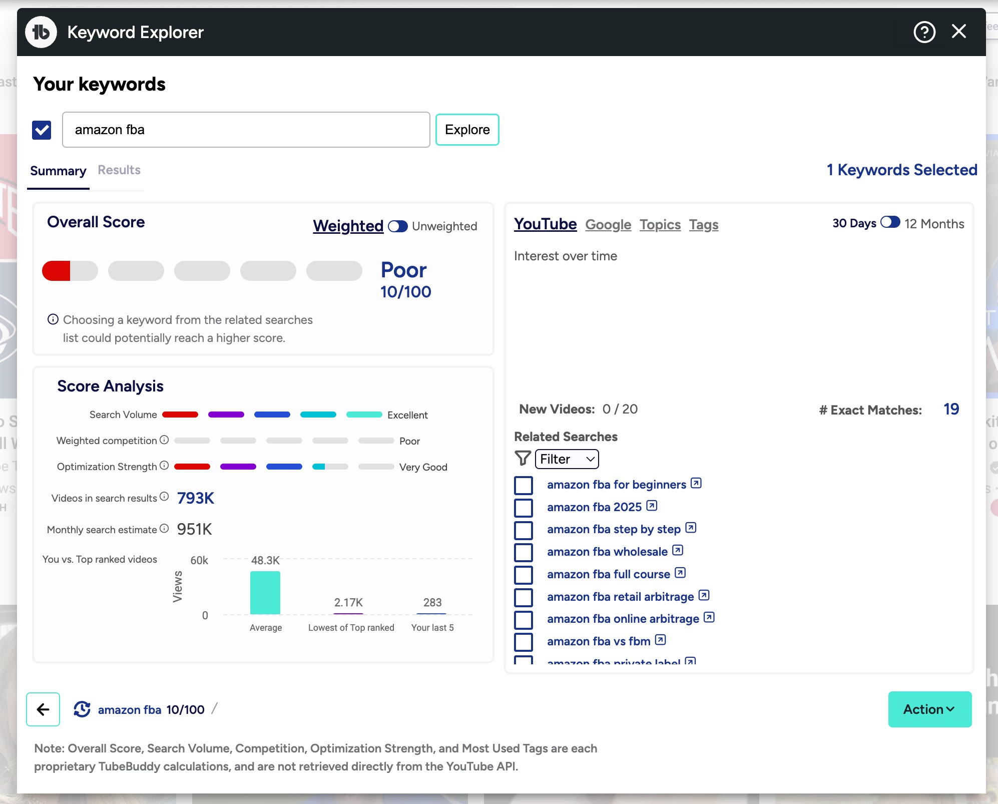 TubeBuddy Keyword Research Example
