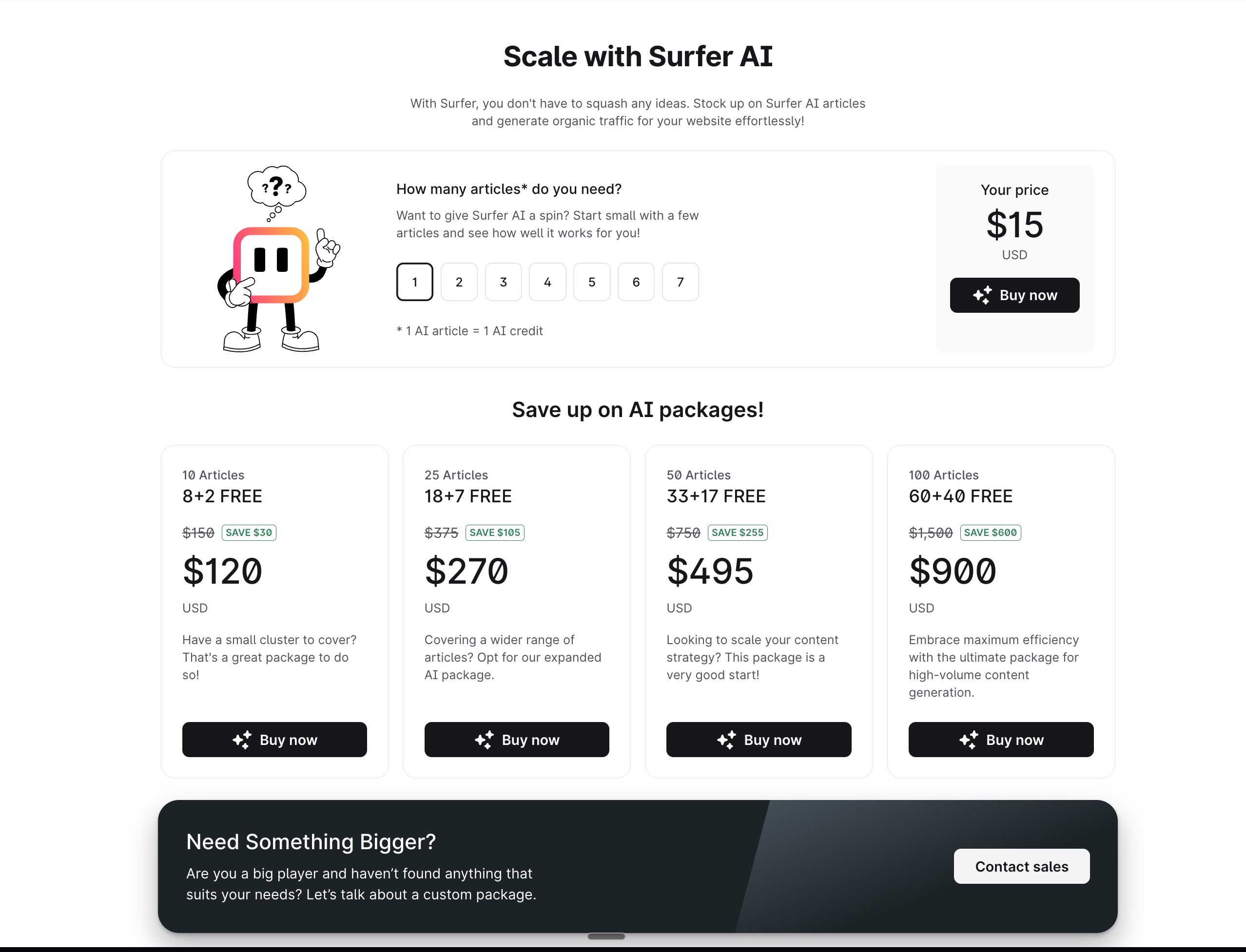 Surfer AI Pricing