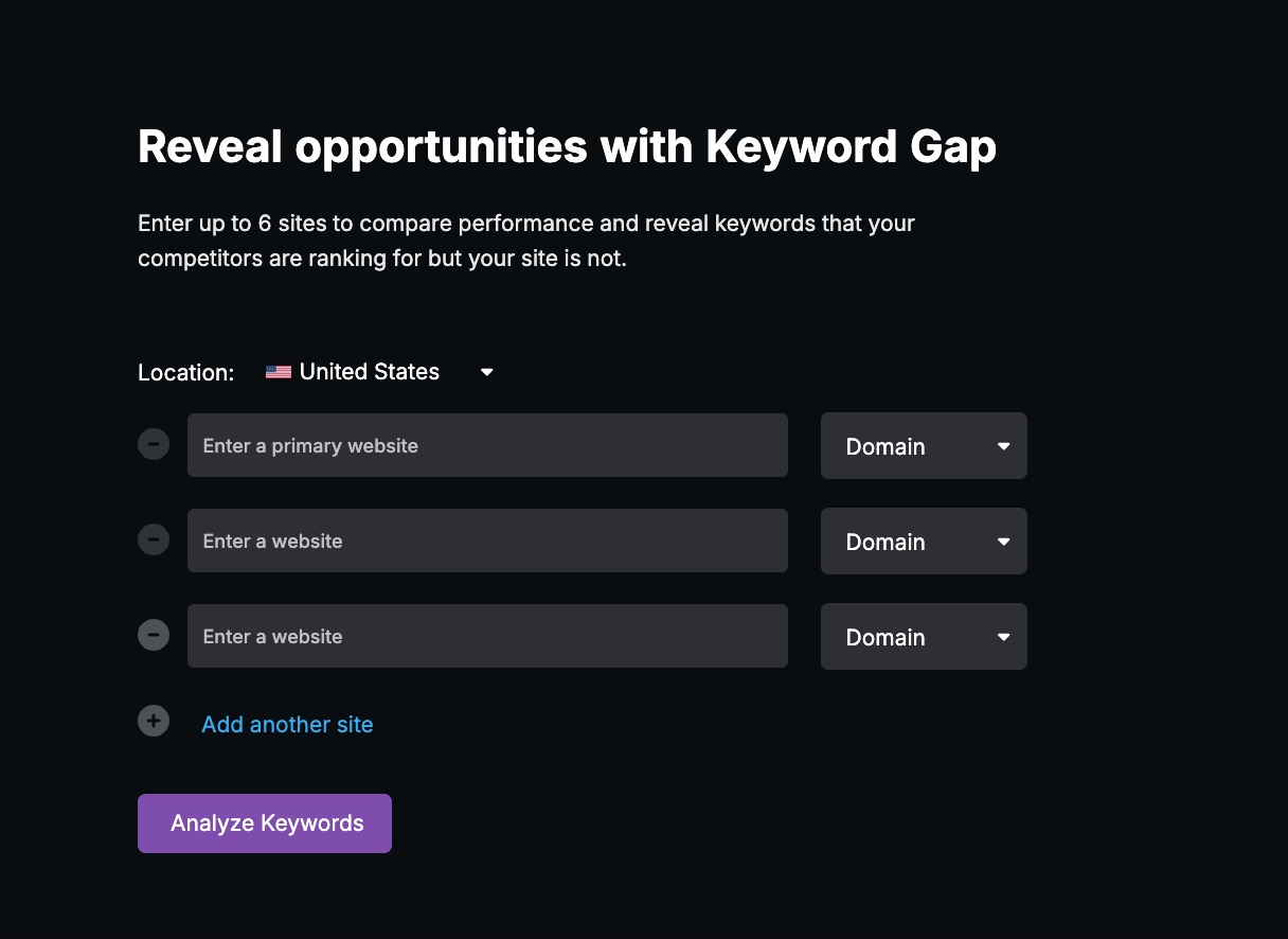 keyword gap tool keyword gap tool