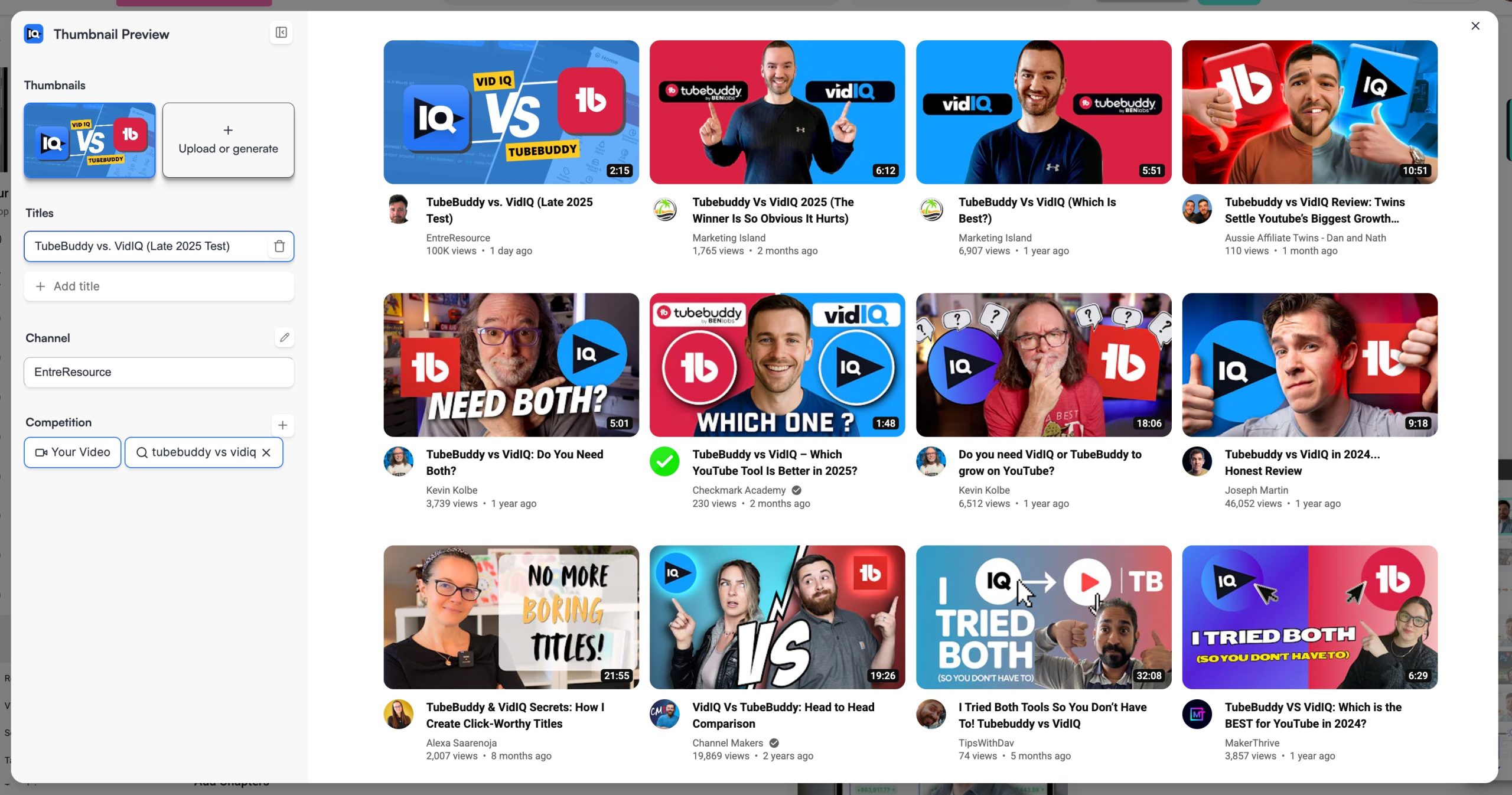 YouTube Search Preview