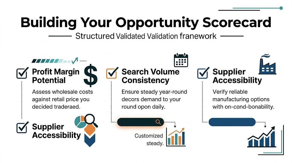 A visual framework for building an opportunity scorecard for validating new business and product ideas.