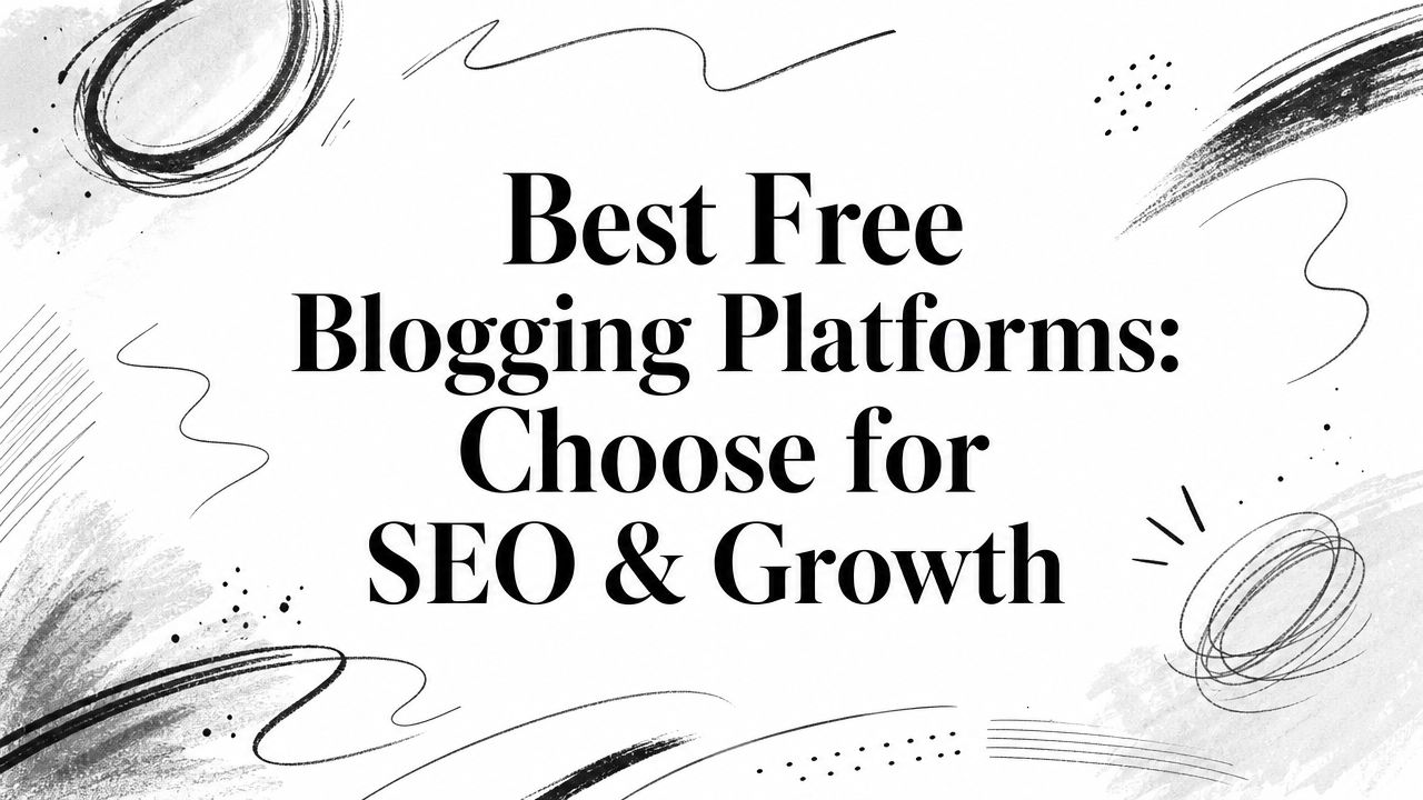 best-free-blogging-platforms-blogging-platforms - EntreResource.com Graphic title: "Best Free Blogging Platforms: Choose for SEO & Growth" with abstract black-and-white doodles in the background, on a white canvas.