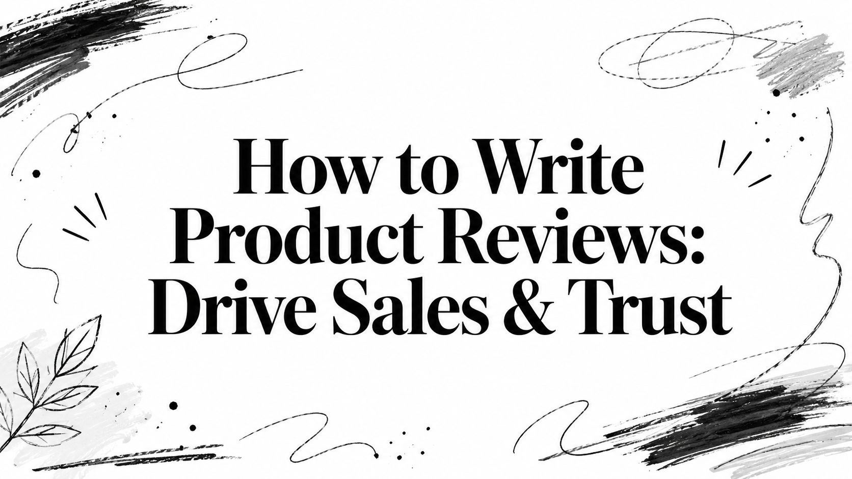 how-to-write-product-reviews-writing-guide - EntreResource.com How to Write Product Reviews: Drive Sales & Trust — decorative black-and-white header with swirls and doodles.