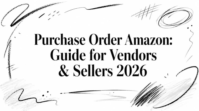 Purchase Order Amazon: Guide for Vendors & Sellers 2026 (cover with abstract doodles)